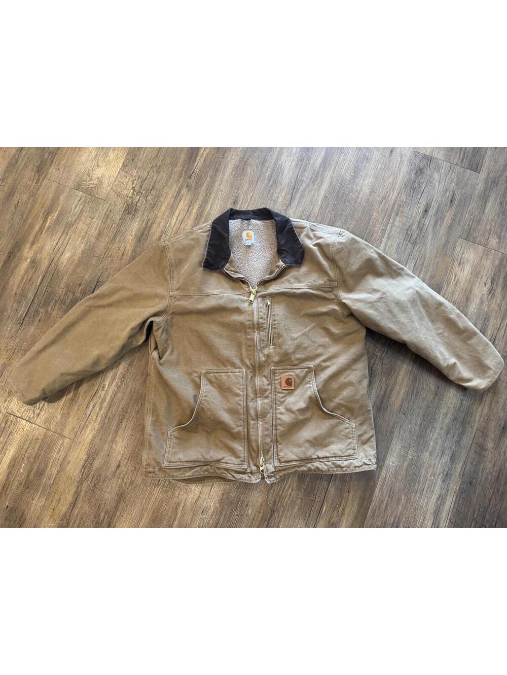Vintage Carhartt Brown Long Sleeve Collared Sherpa Lined Ridge Jacket Sz 3XL C61